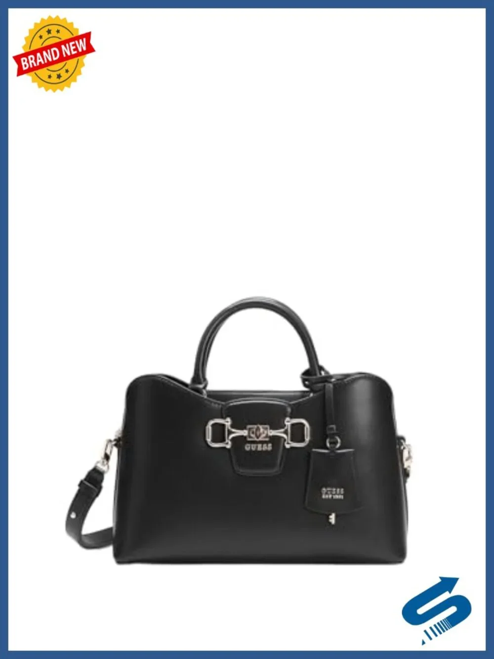 Women's Satchel with Shiny Gold Hardware, Adjustable Strap